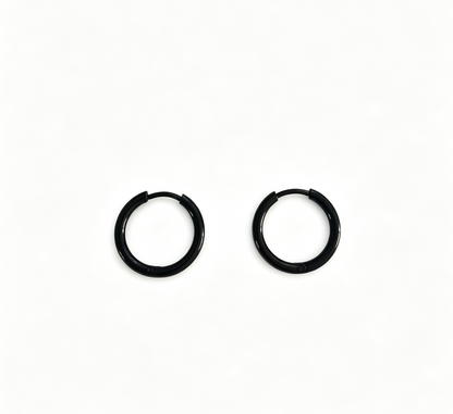 Basic Black Hoop Huggie Waterproof Earrings
