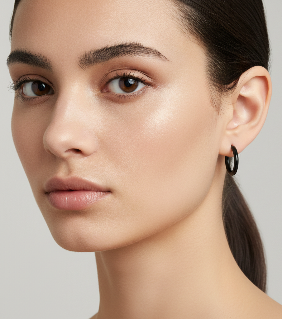 Basic Black Hoop Huggie Waterproof Earrings