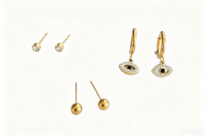 Evil Eye Pendant Three-Piece Waterproof Earring Set