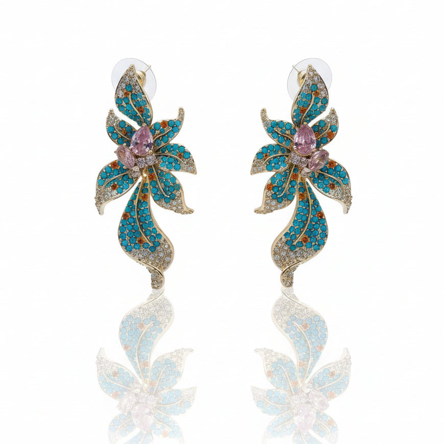 Hand Craft ornate floral drop earrings