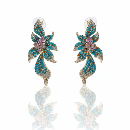 Hand Craft ornate floral drop earrings