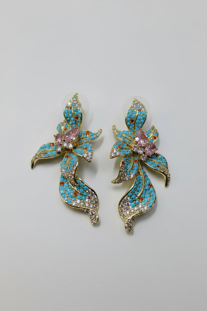 Hand Craft ornate floral drop earrings