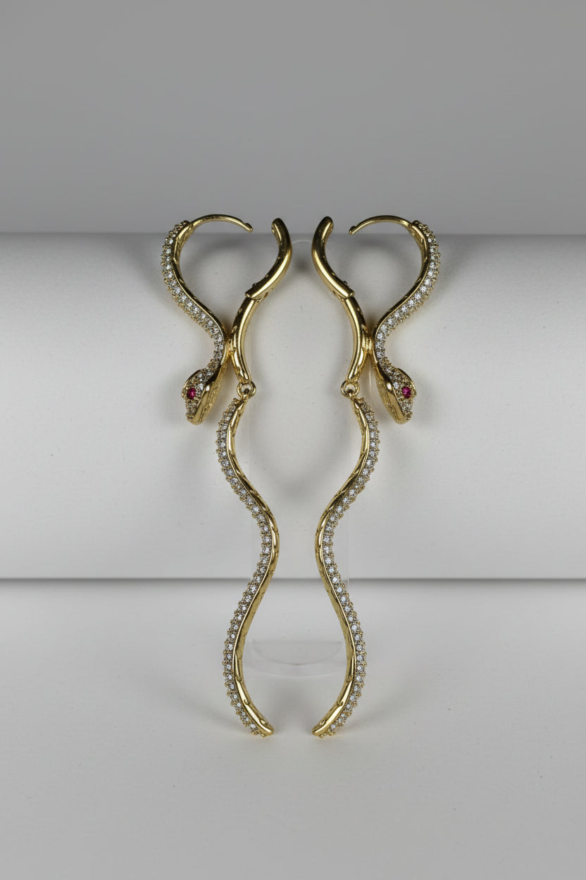 Hand Craft winding snakes drop earrings