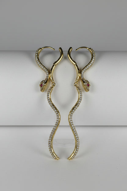 Hand Craft winding snakes drop earrings