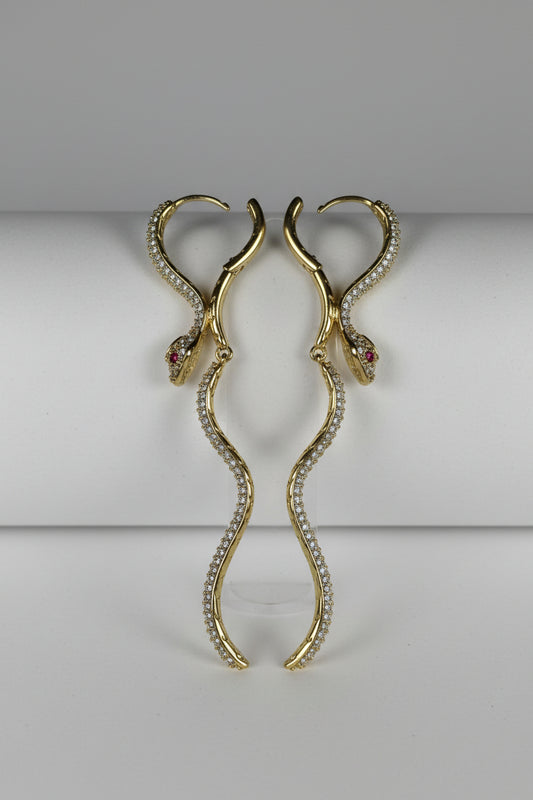 Hand Craft winding snakes drop earrings