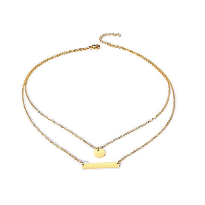 Stainless Steel Double Layered Chain ID Necklace