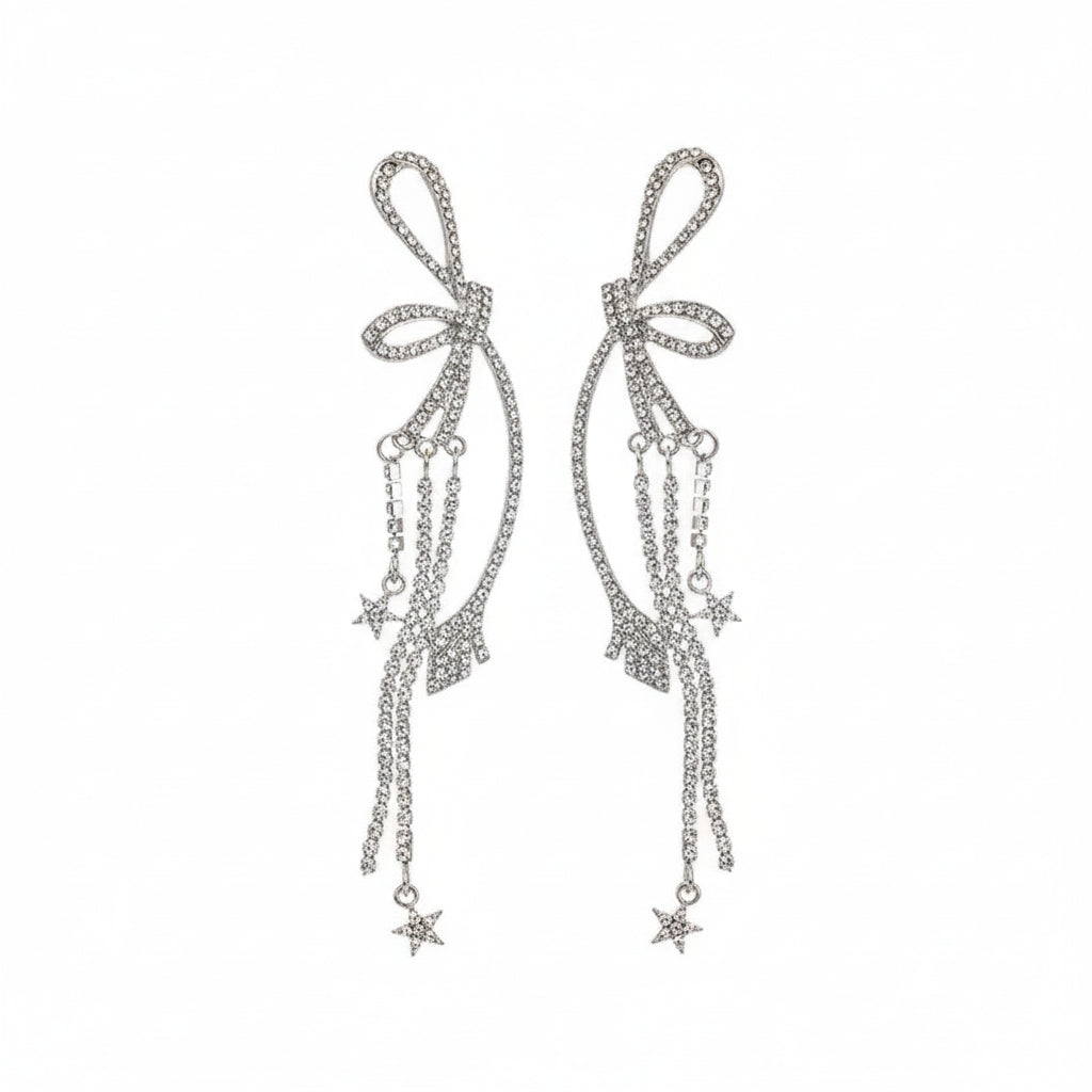 Hand Craft bow-shaped drop earrings