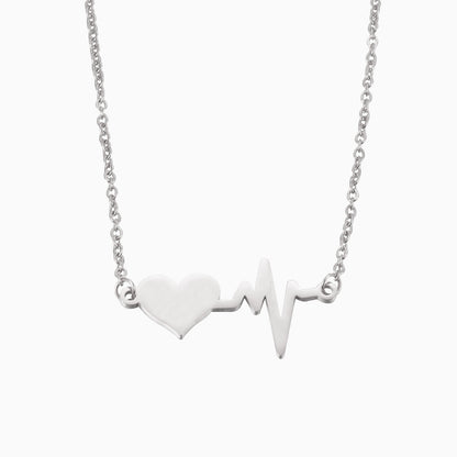 Stainless Steel Heartbeat Tag Necklace
