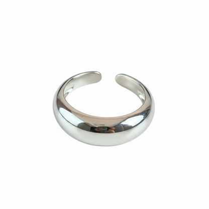 Silver ring on a white background