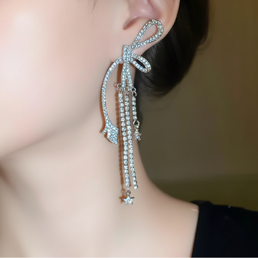 Hand Craft bow-shaped drop earrings
