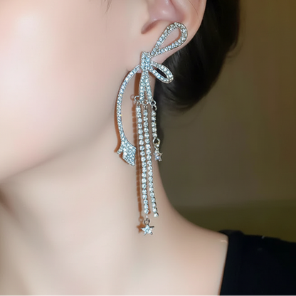 Hand Craft bow-shaped drop earrings