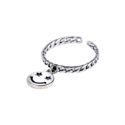 Sterling Sliver Smiley Face Adjustable Ring