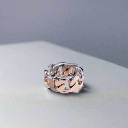 Silver ring on a white background