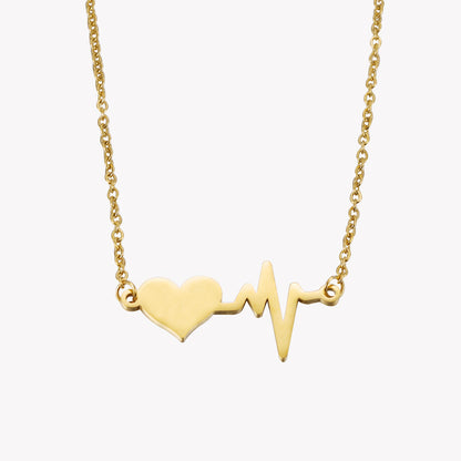 Stainless Steel Heartbeat Tag Necklace