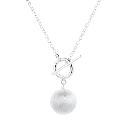 Sterling Silver T-Bar Brass ball Pendant Necklace