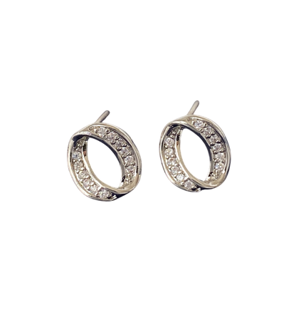 Sterling Silver Micro-inlaid Zircon Stud Earrings