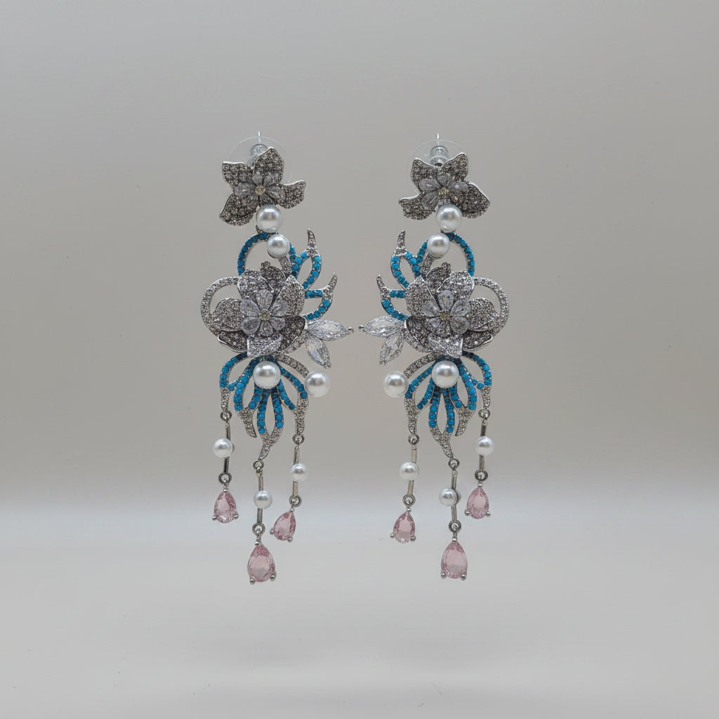 Hand Craft Vintage Floral Chandelier Drop Earrings