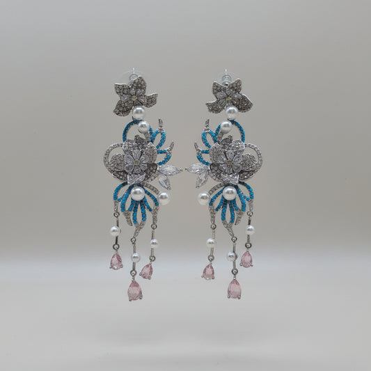Hand Craft Vintage Floral Chandelier Drop Earrings