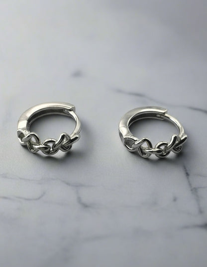 Pair of silver chain hoop earrings 