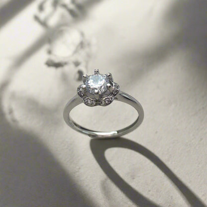 Sterling Sliver Rose Design Adjustable Ring