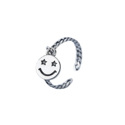 Sterling Sliver Smiley Face Adjustable Ring
