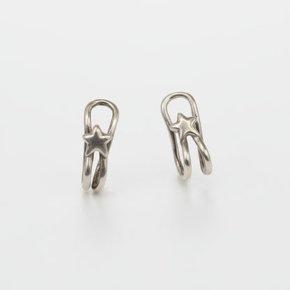 Sterling Silver Star Cuff Earrings