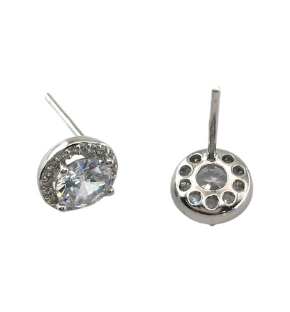 Sterling Silver Round cubic zirconia Stud Earrings
